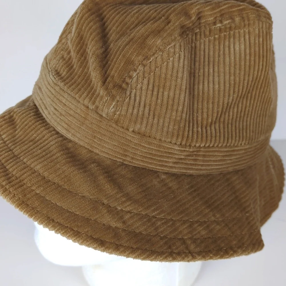 VINTAGE Bucket Hat Fedora Camel Tan Corduroy